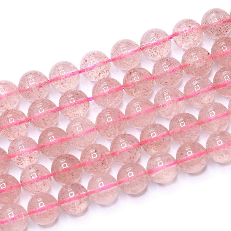 PLTbeads Gorgeous Strawberry Quartz Natural Gemstone Loose Beads 8mm Smooth Round Approxi 15 inch DIY Bracelet Necklace For Jewelry Making - Image 5